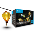 Modee Solar Lichterkette 4,9m 10 LED Ballon 55x75mm Kunststoff farbig 2700-3200K IP44 1,2V Batterie 2 Funktionen
