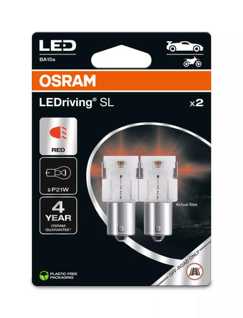 Osram LED LEDriving SL Red P21W 1W 100lm BA15s 12V 2er Blister