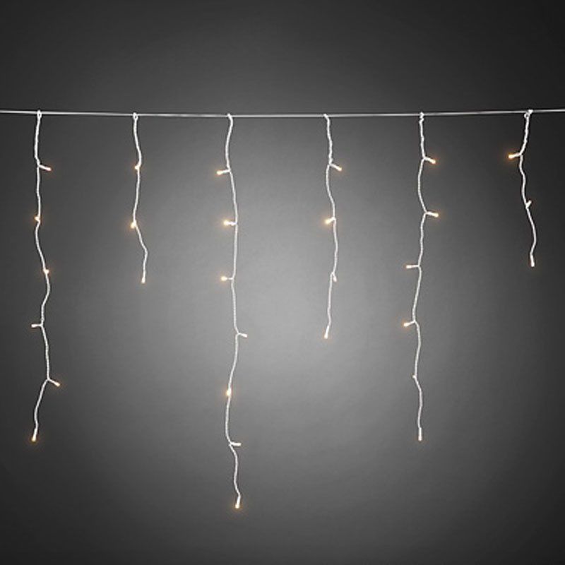 Konstsmide LED Lichtervorhang Eisregen mit Lichtsensor sowie 6h / 9h Timer 80 Dioden Gesamtlänge 350cm warmweiß batteriebetrieben