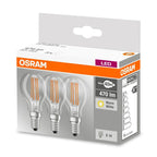 Osram LED Base Classic P Filament 4-40W/827 E14 470lm warmweiß nicht dimmbar klar 300° - 3er Pack