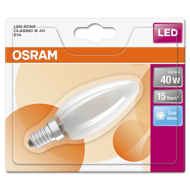 Osram LEDStar Classic B 4-40W/840 E14 matt 320° 470lm kaltweiß nicht dimmbar Blister