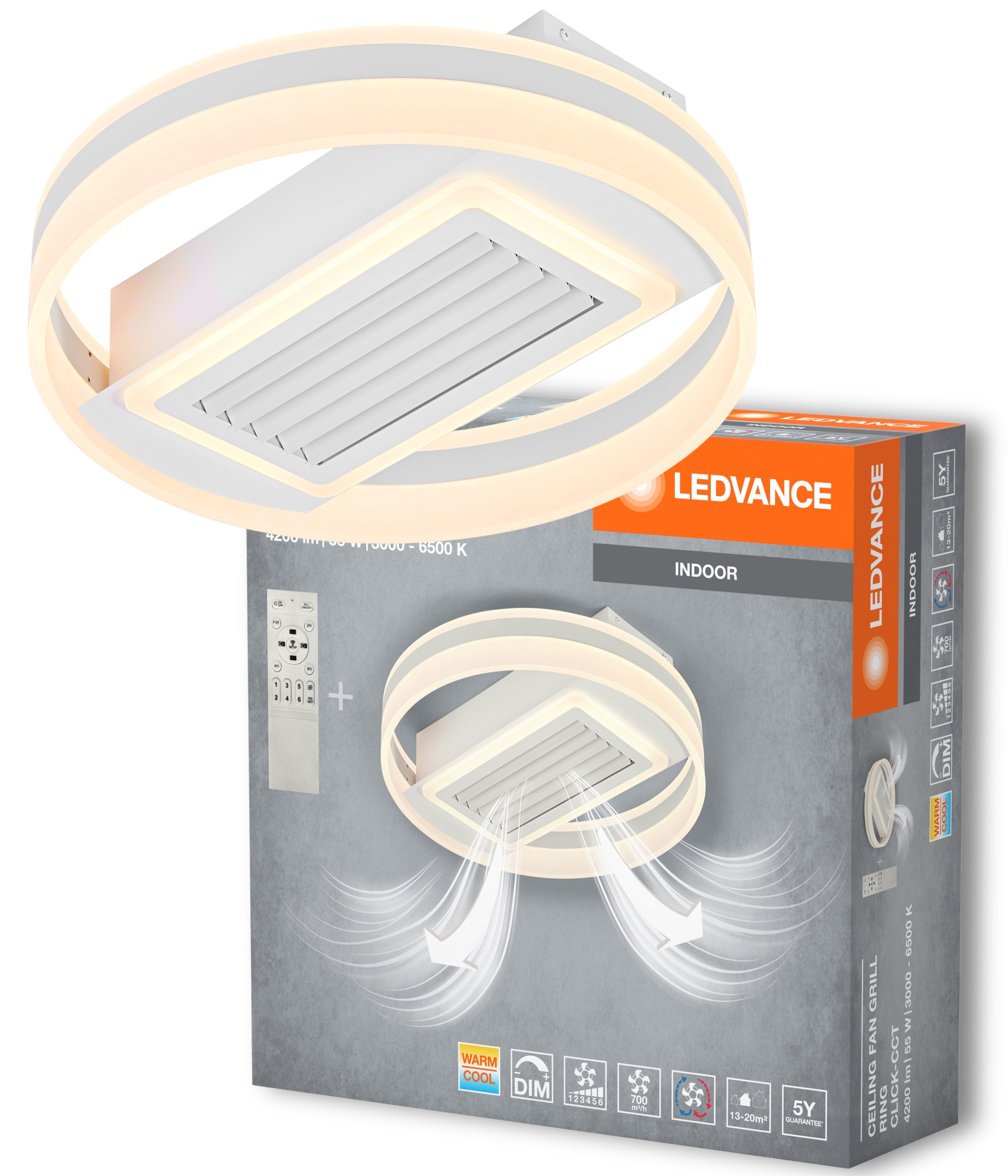 LEDVANCE LED Deckenventilator Grill Ring – Produkt mit Verpackung