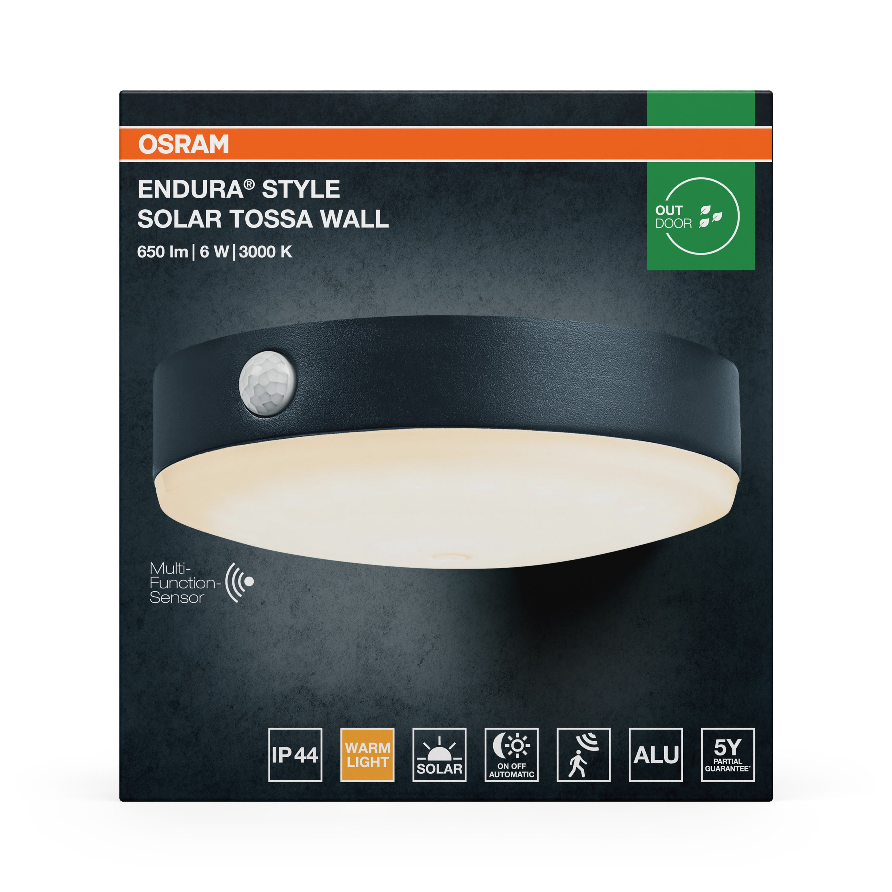 Osram LED Wandleuchte Endura Style Solar Tossa Sensor – Verpackung Vorderseite