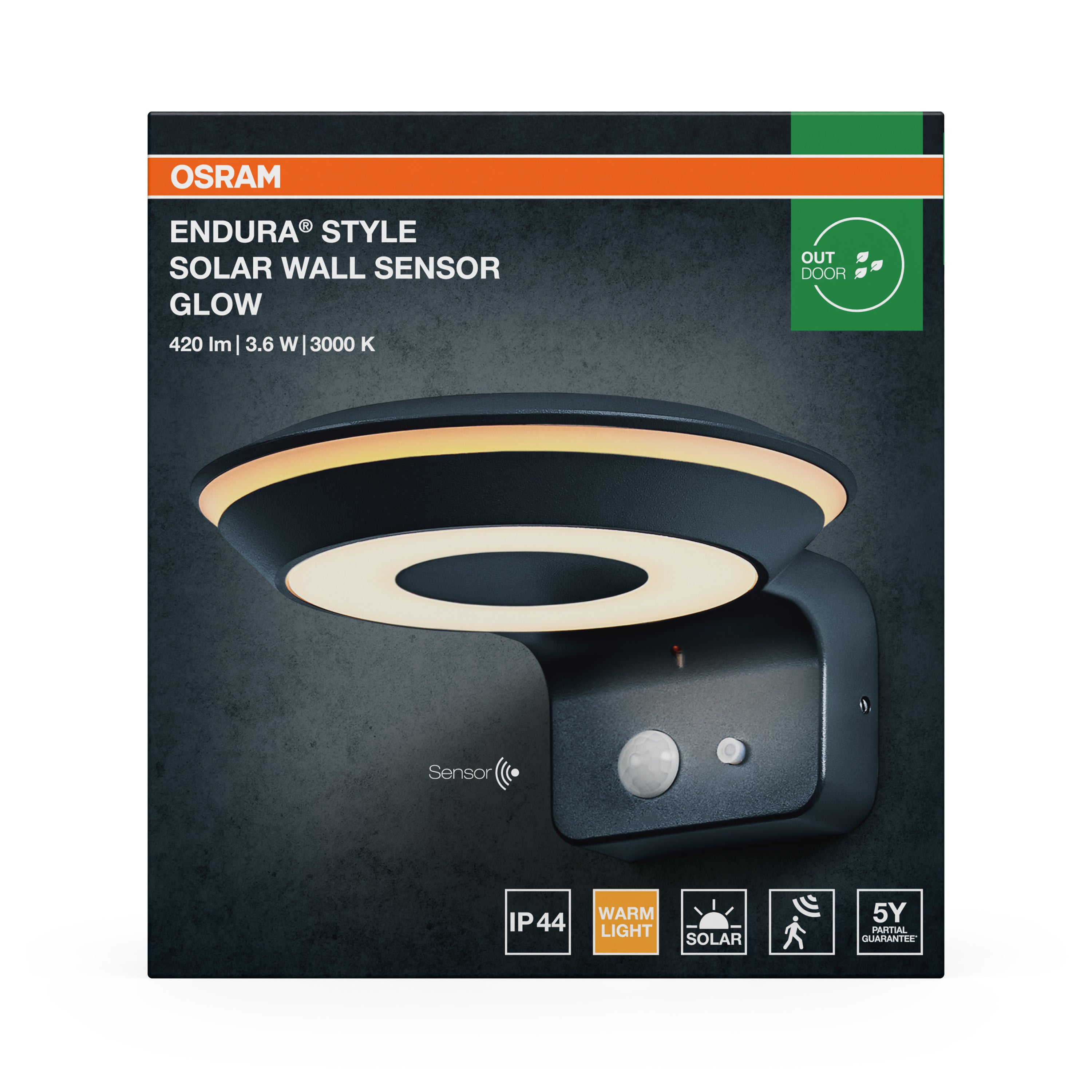 Osram LED Wandleuchte Endura Style Solar Glow Sensor – Verpackung Vorderseite