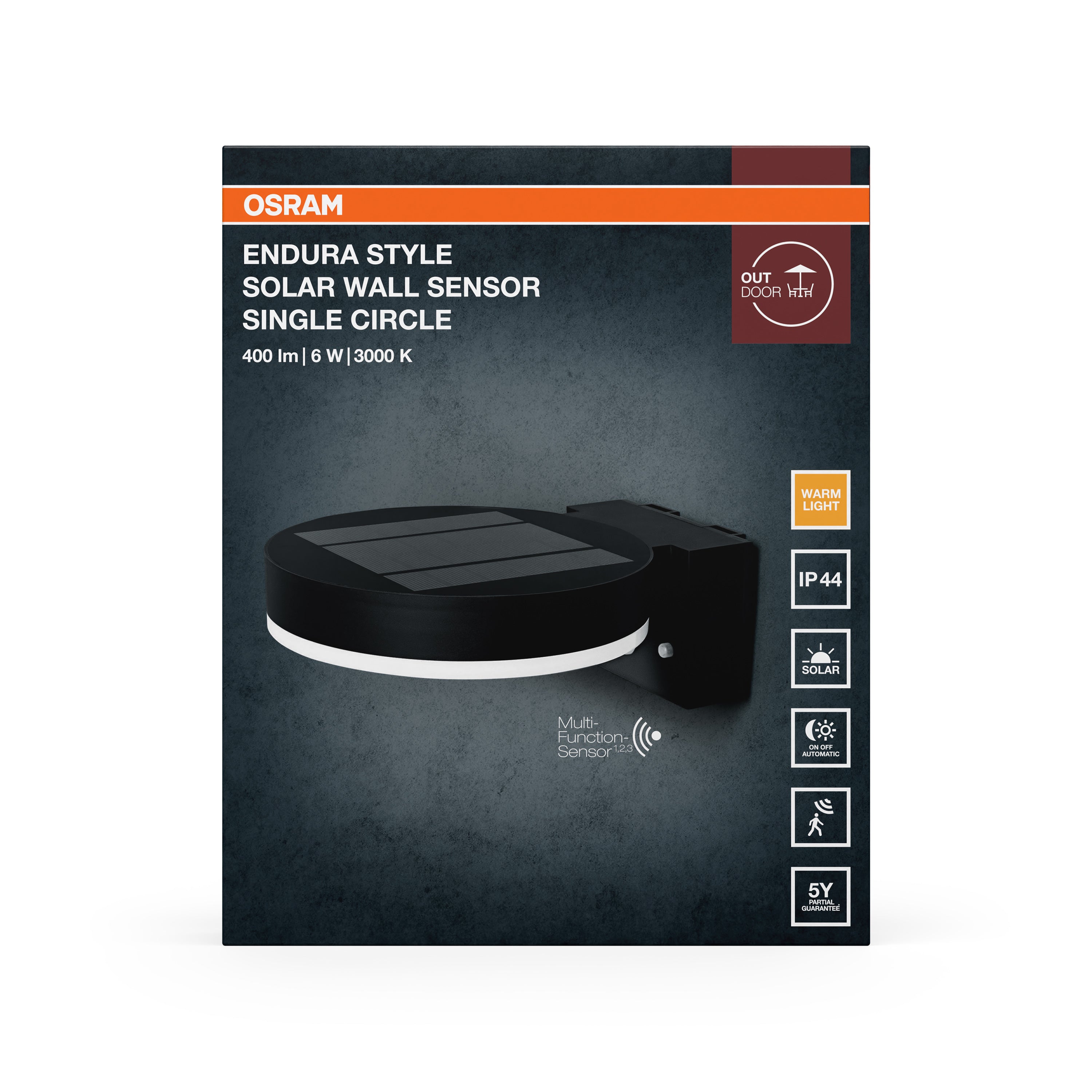 Osram LED Wandleuchte Endura Style Solar Sensor Single Circle – Verpackung Vorderseite