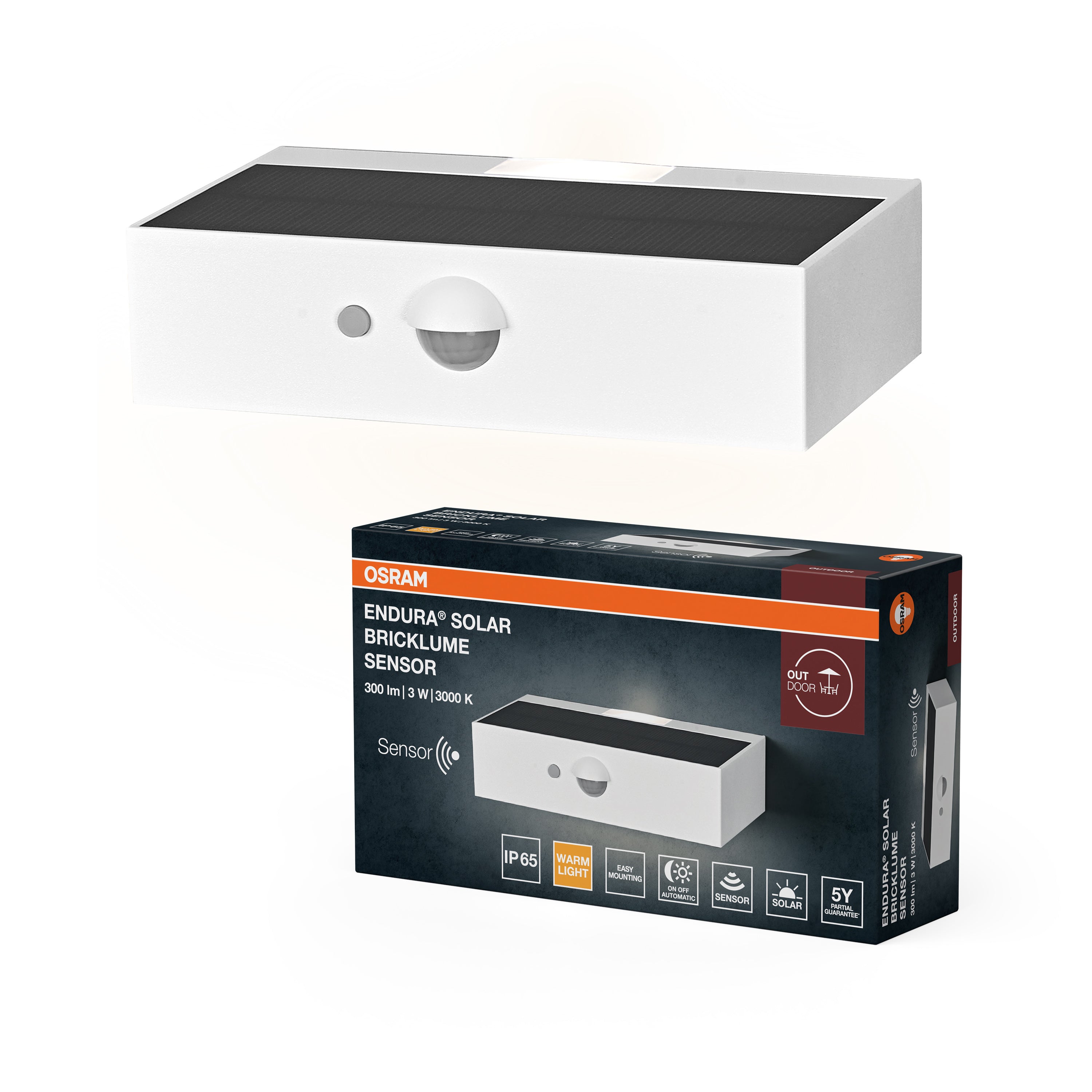 Osram LED Wandleuchte Endura Style Solar Bricklume Sensor – Produkt mit Verpackung