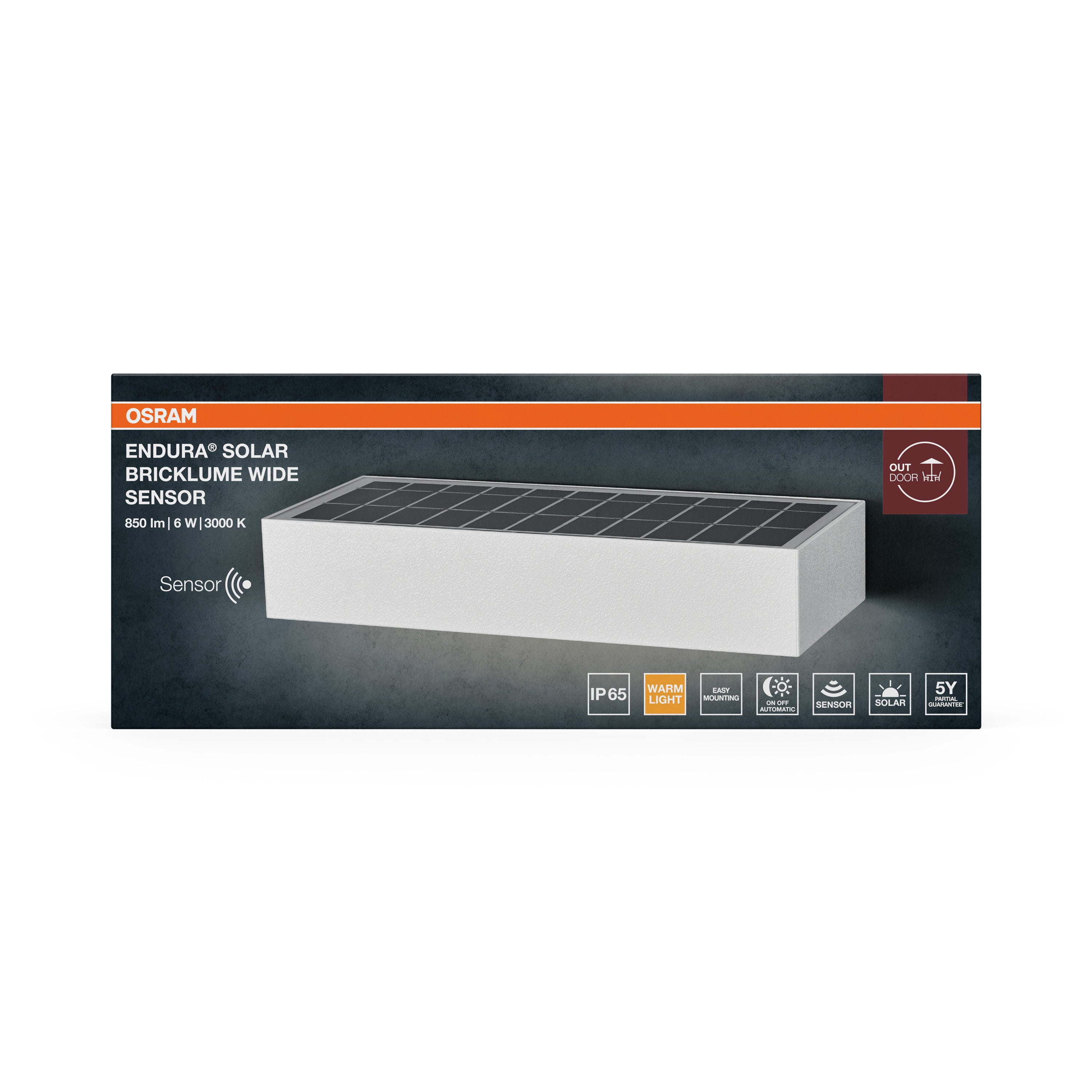Osram LED Wandleuchte Endura Style Solar Bricklume Sensor Wide – Verpackung Vorderseite