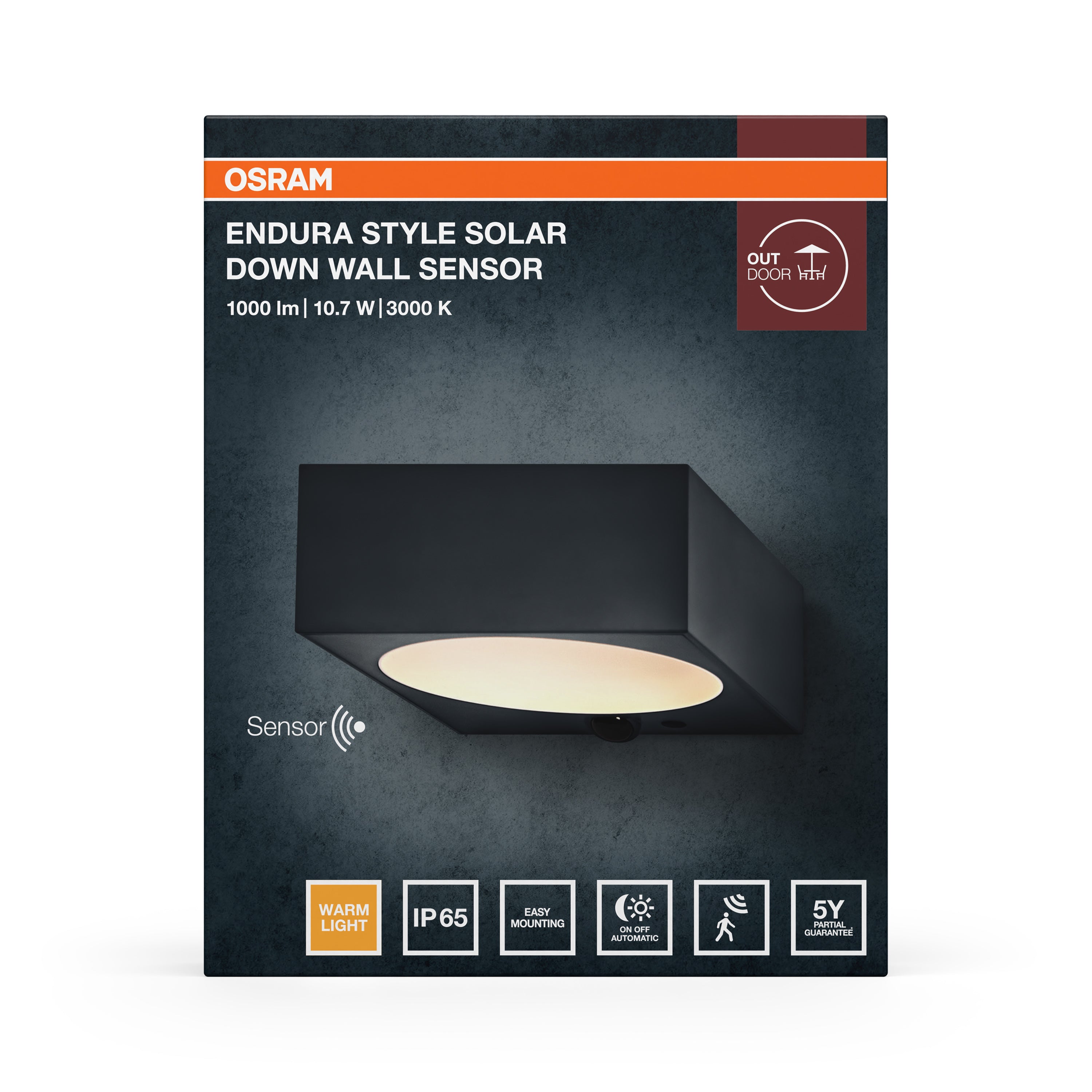 Osram LED Wandleuchte Endura Style Solar Sensor Down – Verpackung Vorderseite