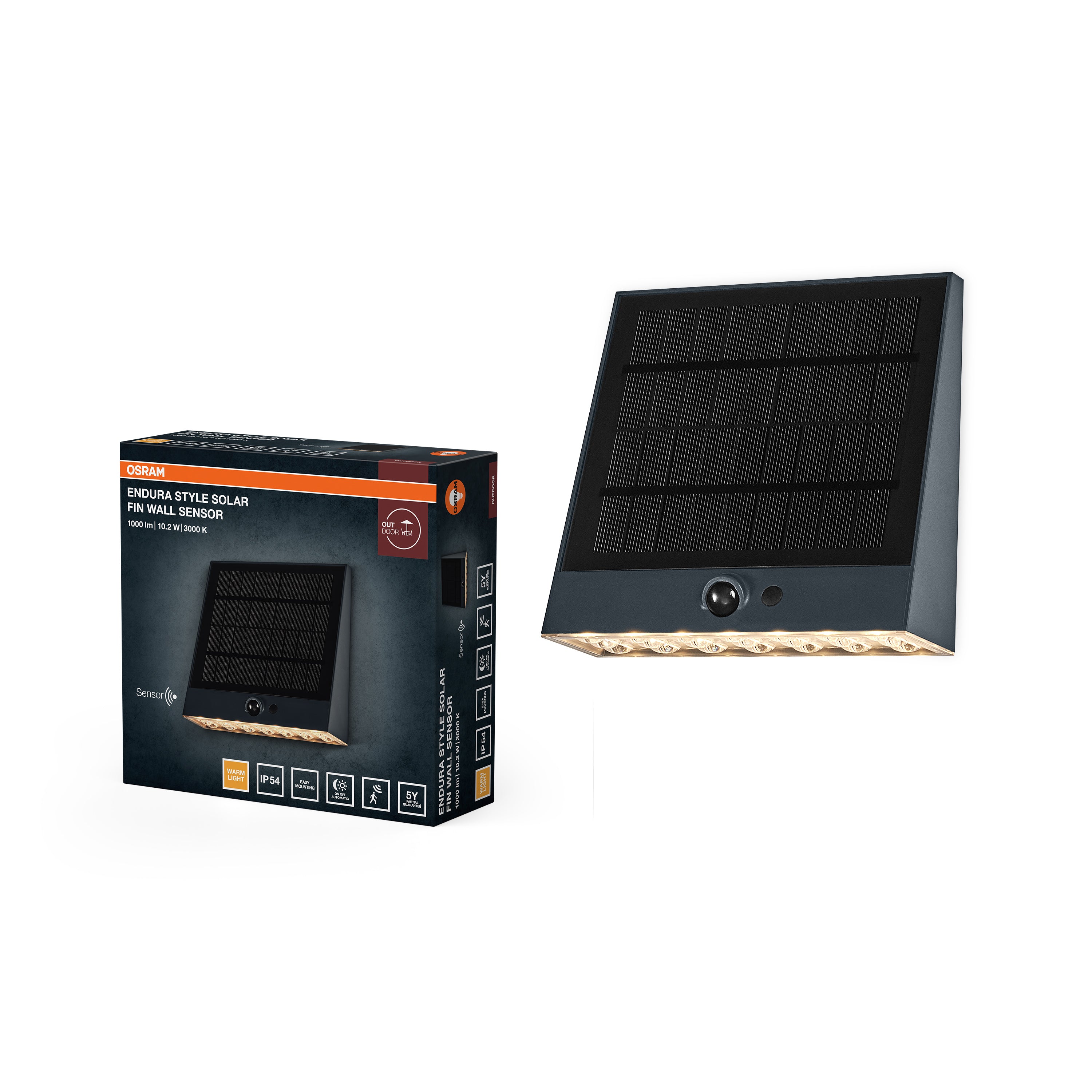 Osram LED Wandleuchte Endura Style Solar Sensor Fin – Produkt mit Verpackung