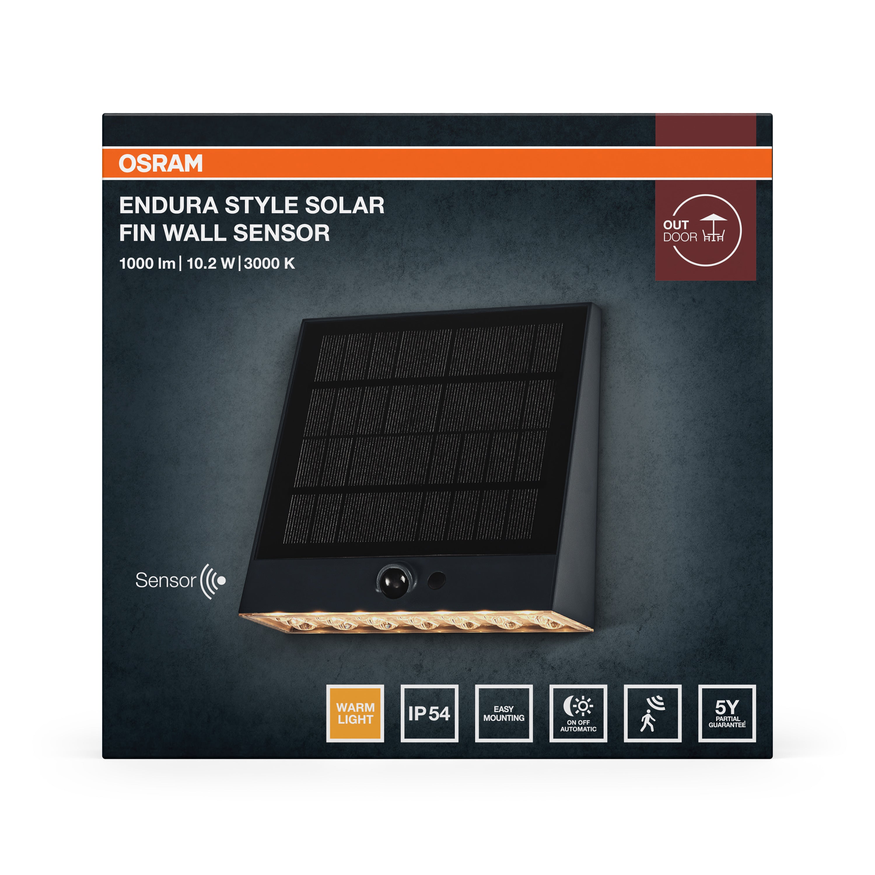 Osram LED Wandleuchte Endura Style Solar Sensor Fin – Verpackung Vorderseite