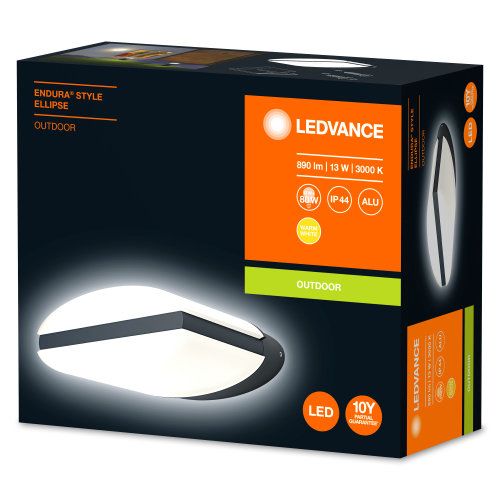 LEDVANCE LED Wandleuchte Endura Style Ellipse 12,5W/830 890lm warmweiß nicht dimmbar dunkelgrau IP44