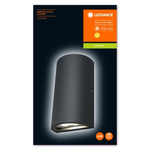 LEDVANCE LED Wandleuchte Endura Style Up&Down 11,5W/830 700lm warmweiß nicht dimmbar dunkelgrau IP44