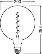 Osram LED Vintage 1906 Globe G200 Filament Smoke 5-12W/818 E27 110lm klar Warm Comfort Light 340° dimmbar