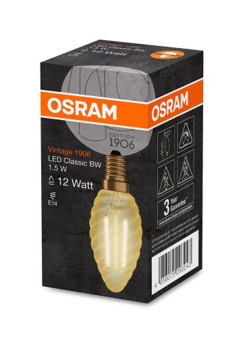 Osram LED Vintage 1906 Classic BW Filament Gold 1,5-12W/ E14 120lm klar warmweiß 300° nicht dimmbar