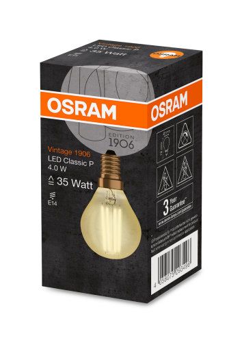 Osram LED Vintage 1906 Classic P Filament Gold 4-36 W/825 E14 410lm klar warmweiß 320° nicht dimmbar