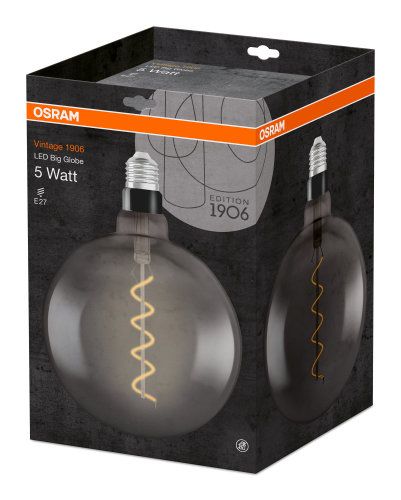Osram LED Vintage 1906 Globe G200 Filament Smoke 5-12W/818 E27 110lm klar Warm Comfort Light 340° nicht dimmbar