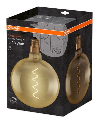 Osram LED Vintage 1906 Globe G125 Filament Gold 4,5-25W/820 E27 250lm klar Warm Comfort Light 330° dimmbar
