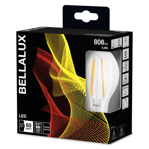 LEDVANCE LED Bellalux Filament Classic A 7-60W/827 E27 806lm klar warmweiß 300° 2er Pack