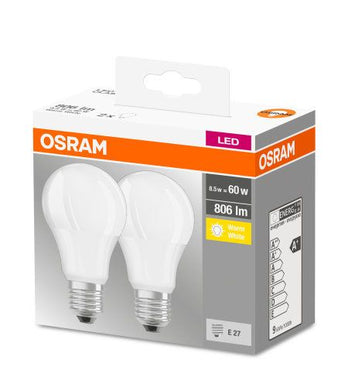 LEDVANCE LED Base Classic A 8,5-60W/827 E27 806 matt warmweiß 200° nicht dimmbar