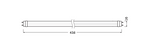 LED Tube T8 EM Value – Maßskizze mit 438 mm Baulänge und G13-Sockel