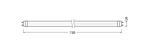 LED Tube T8 EM Value 720 mm – Maßskizze mit 720 mm Baulänge und G13-Sockel