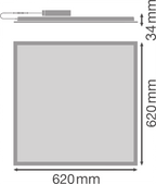LEDVANCE Panel Compact 625 – Maßskizze 620 x 620 x 34 mm mit externem Treiber