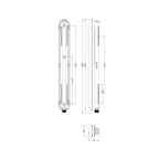 Philips Leuchte WT120C G3 24_29_35_40S/840 PSU L600 14,6 bis 25 W 2.400 bis 4.000 lm IP66 – Maßzeichnung