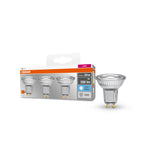Osram LEDbase PAR16 4,3-50W/840 LED GU10 Glas 36° 350lm kaltweiß nicht dimmbar 3er Pack – Produkt mit Verpackung