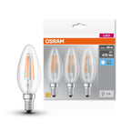 Osram LED Base Classic B Filament 4-40W/840 E14 470lm kaltweiß nicht dimmbar klar - 3er Pack – Produkt mit Verpackung