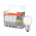 Osram LED Base Classic P Glas 4-40W/827 E27 matt 300° 470lm warmweiß nicht dimmbar 3er Pack – Produkt mit Verpackung