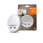 LEDVANCE LED Steckdosenleuchte Lunetta inkl USB 1,8W/830 10lm warmweiß nicht dimmbar weiß IP20 – Produkt mit Verpackung