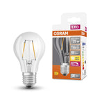 Osram LED Filament Star Classic A60 klar 320° 2,8-25W/827 warmweiß 250lm E27 220-240V dimmbar – Produkt mit Verpackung