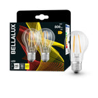 LEDVANCE LED Bellalux Filament Classic A 7-60W/827 E27 806lm klar warmweiß 300° 2er Pack – Produkt mit Verpackung