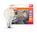 Osram LED Star+ Filament Classic A 3xD 6,5-60W/827 E27 806lm klar warmweiß 300° nicht dimmbar – Produkt mit Verpackung