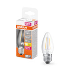 Osram Filament Superstar Classic B35 klar 300° 5-40W/827 warmweiß 470lm E27 220-240V dimmbar – Produkt mit Verpackung