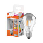 Osram Filament Superstar Classic A60 Mirror Silber 7-50W/827 warmweiß 650lm E27 220-240V dimmbar – Produkt mit Verpackung