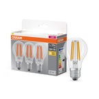 Osram LED Base Classic A Filament 11-100W/827 E27 1521lm klar warmweiß nicht dimmbar 3er Pack – Produkt mit Verpackung