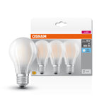 Osram LED Base Classic A Filament 6,5-60W/840 E27 806lm matt kaltweiß nicht dimmbar 3er Pack – Produkt mit Verpackung