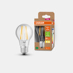 Osram LED Filament Classic A60 klar 300° 4-60W/830 warmweiß 840lm E27 220-240V – Produkt mit Verpackung