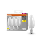 Osram LED Base Kerze B40 matt 300° 6-60W/827 warmweiß 806lm E14 220-240V 3er Pack – Produkt mit Verpackung