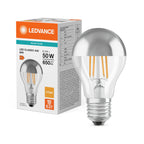 Osram / Ledvance LED Filament Classic A verspiegelt silber 300° Performance 6,5-50W/827 warmweiß 650lm E27 220-240V – Produkt mit Verpackung