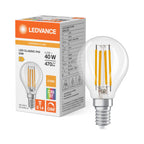 Osram / Ledvance LED Filament Tropfen P klar 300° Superior 4,2-40W/927 warmweiß 470lm E14 220-240V dimmbar – Produkt mit Verpackung