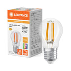 Osram / Ledvance LED Filament Tropfen P klar 300° Superior 4,2-40W/927 warmweiß 470lm E27 220-240V dimmbar – Produkt mit Verpackung