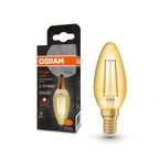 Osram / Ledvance LED Filament Vintage 1906 Kerze B gold 300° 2,5-22W/824 extra warmweiß 220lm E14 220-240V – Produkt mit Verpackung