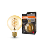Osram / Ledvance LED Filament Vintage 1906 Globe G80 gold 320° 4,8-37W/822 extra warmweiß 420lm E27 220-240V dimmbar – Produkt mit Verpackung