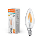 Osram / Ledvance LED Filament Kerze B klar 300° Value 4-40W/827 warmweiß 470lm E14 220-240V – Produkt mit Verpackung