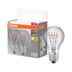 Osram / Ledvance LED Filament Base Classic A klar 320° 5,9-48W/827 warmweiß 600lm E27 220-240V 2er Pack – Produkt mit Verpackung