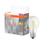 Osram / Ledvance LED Filament Base Classic A klar 300° 4-40W/827 warmweiß 470lm E27 220-240V 2er Pack – Produkt mit Verpackung