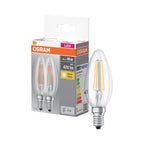 Osram / Ledvance LED Filament Base Kerze B klar 300° 4-40W/827 warmweiß 470lm E14 220-240V 2er Pack – Produkt mit Verpackung