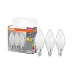 Osram / Ledvance LED Base Kerze B matt 220° 4,9-40W/827 warmweiß 470lm E14 220-240V 3er Pack – Produkt mit Verpackung